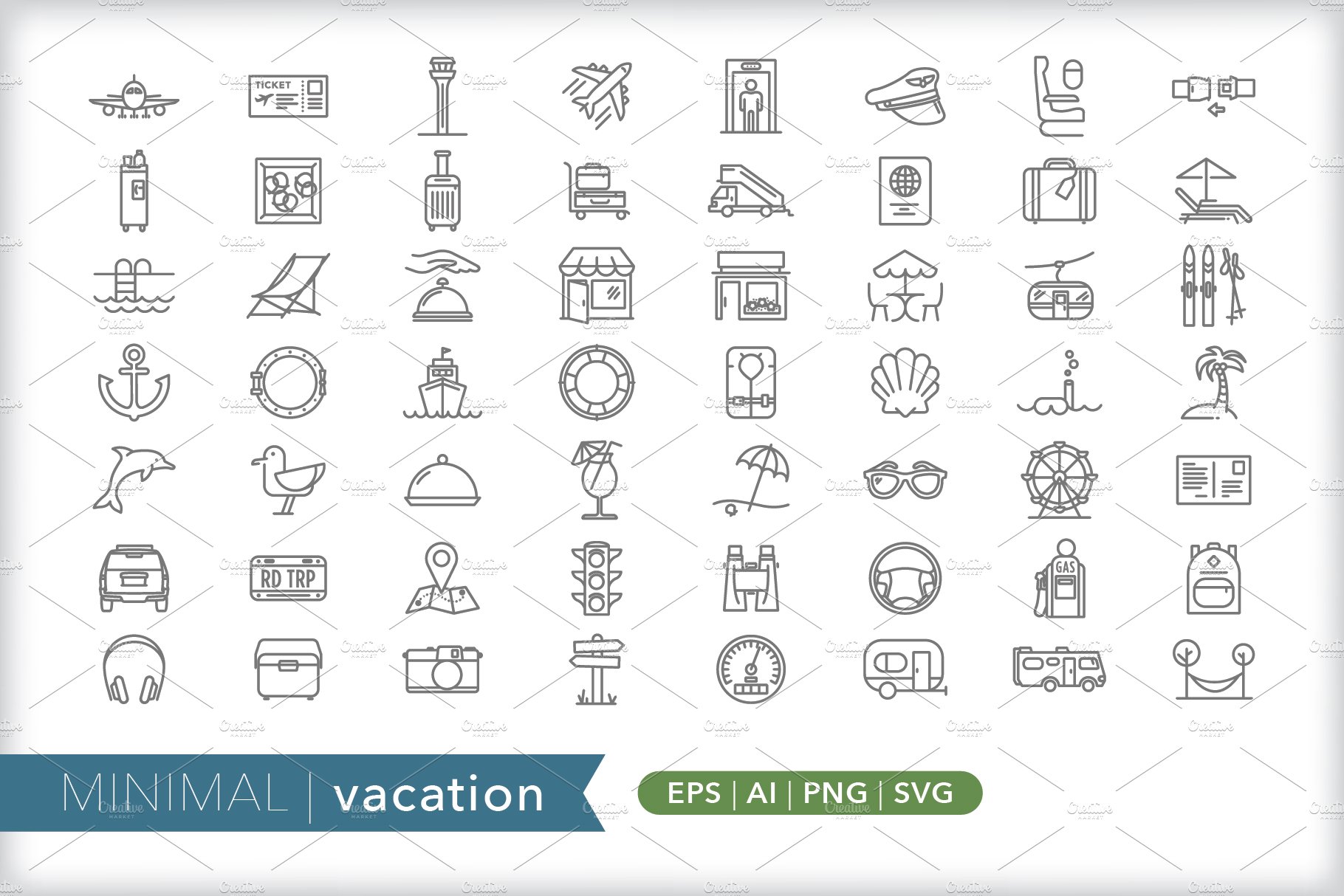 Minimal vacation icons cover image.