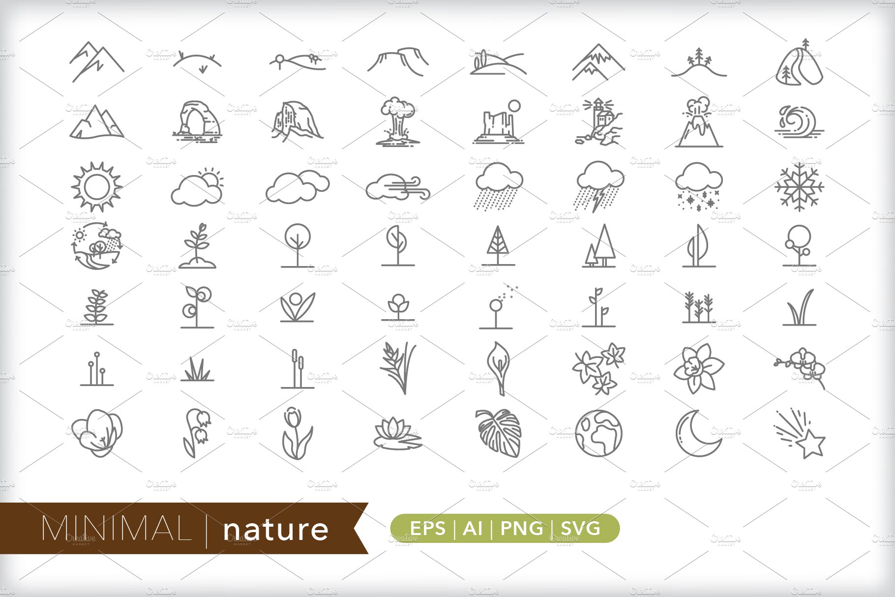 Minimal nature icons cover image.