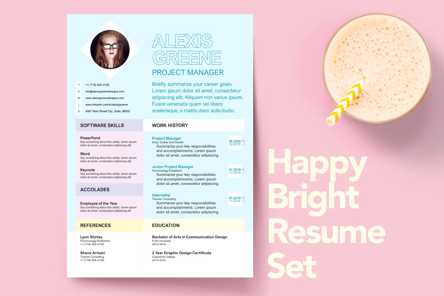 Happy Bright Resume Set cover image.