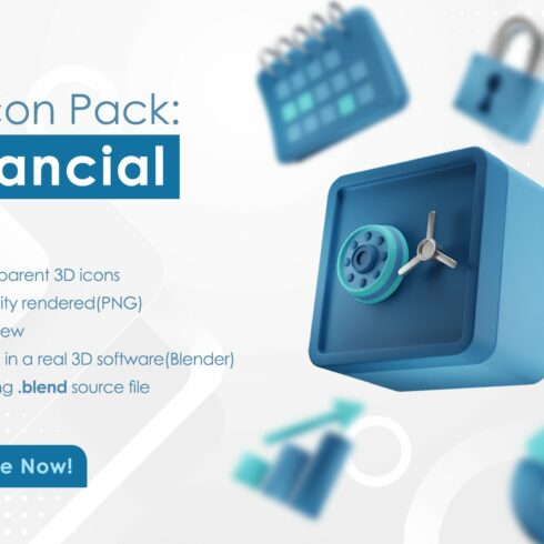 Financial 3D Icon Pack cover image.