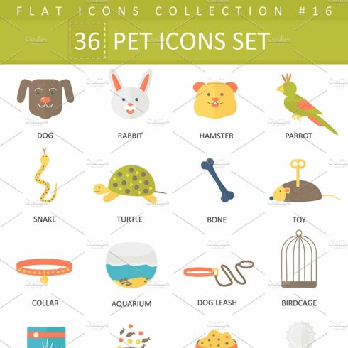 36 Garden color flat icons set. cover image.