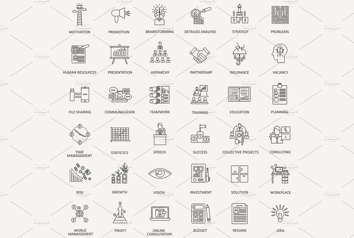 36 Corporate management line icons. preview image.