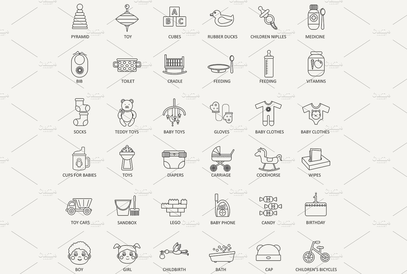 36 Baby ultra modern line icons set. preview image.