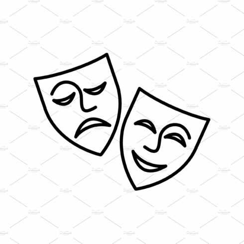 Web icon. Theater masks cover image.