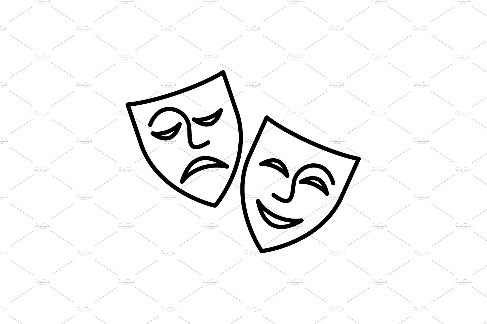 Web icon. Theater masks cover image.