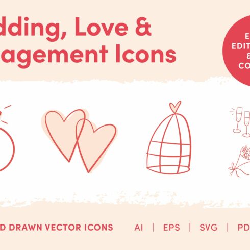 Wedding, Love & Engagement Icons cover image.