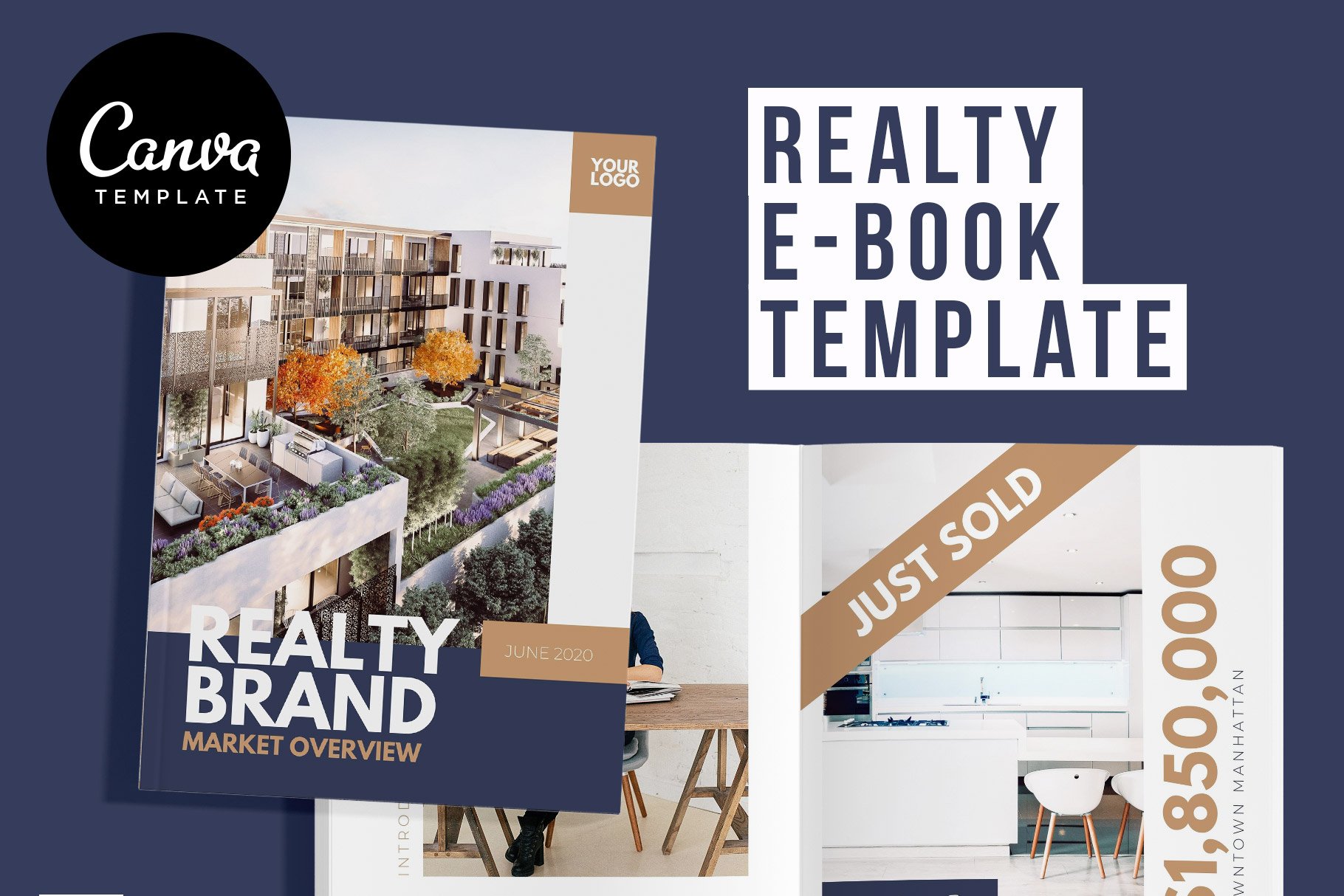 Real Estate eBook Canva Template cover image.