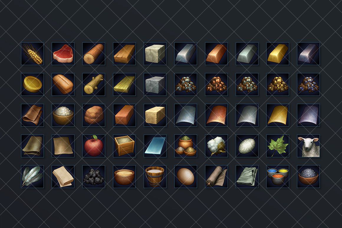 Resource Commodity And Tool Icons preview image.