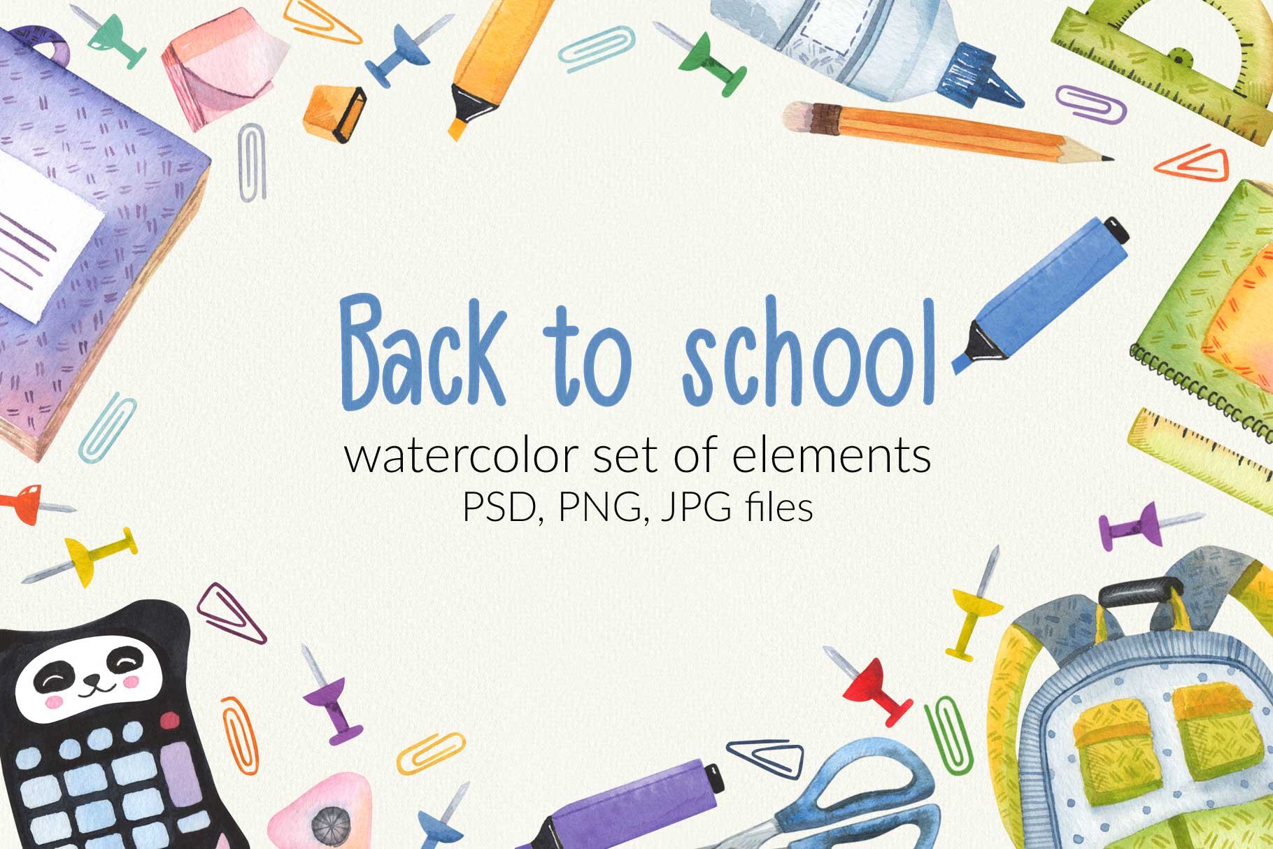 Watercolor school set cover image.