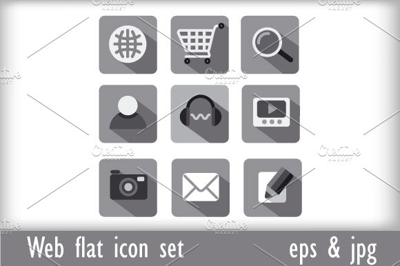 Web flat icon set preview image.