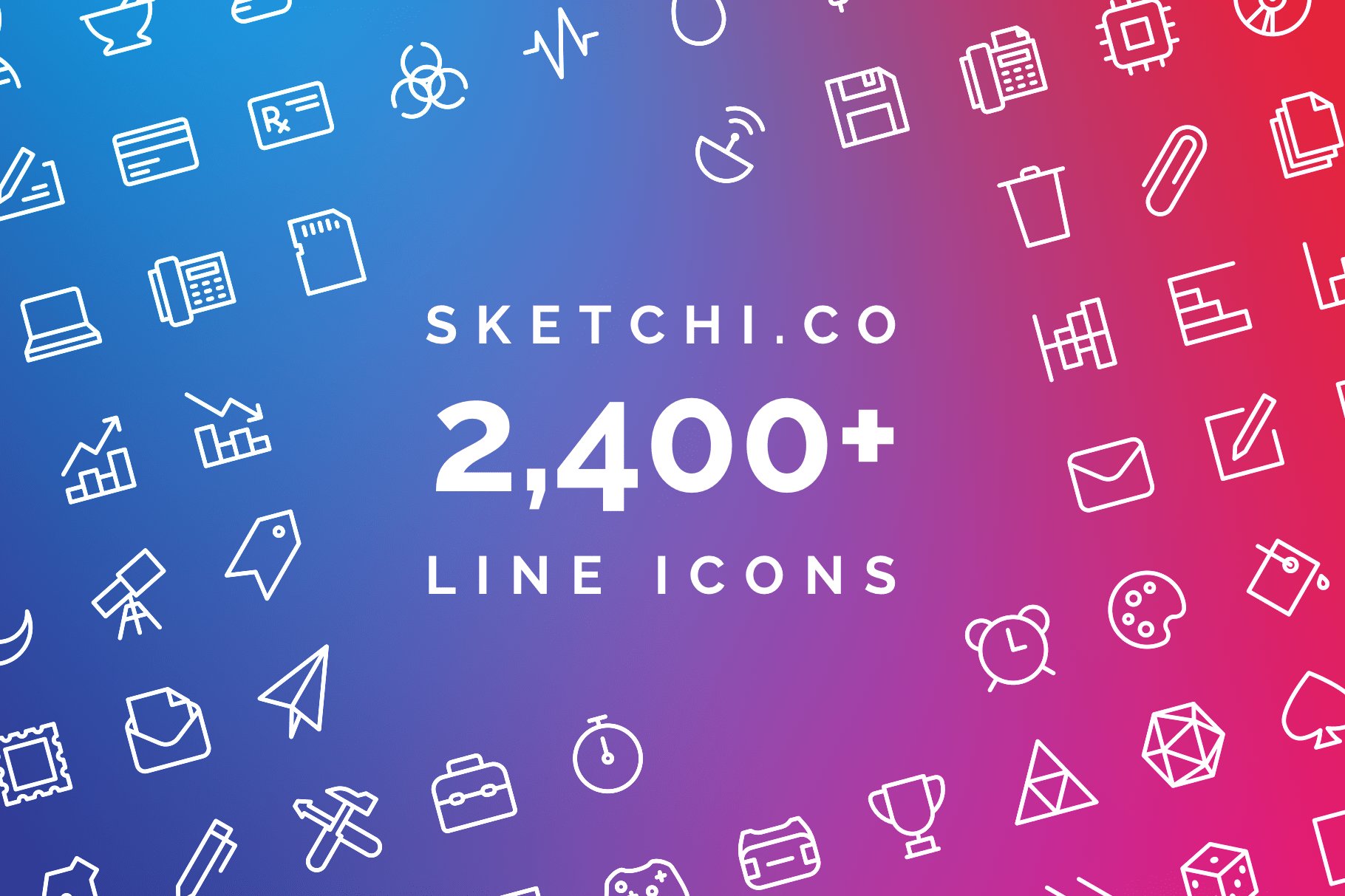 Sketchi.co 2,400 Icon Font & Library cover image.