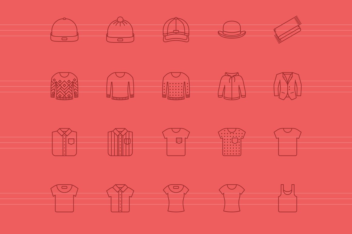 40 Apparel Icons preview image.
