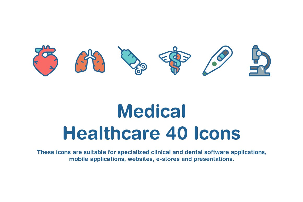 Medical Healthcare 40 icons preview image.