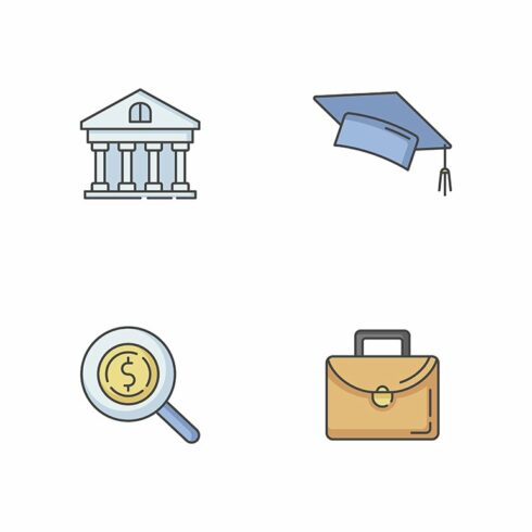Student loan RGB color icons set cover image.