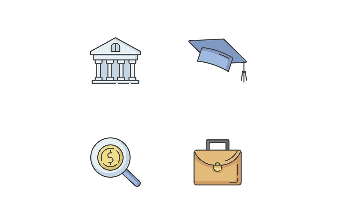Student loan RGB color icons set cover image.