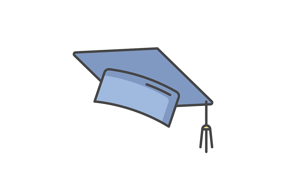 Graduation cap RGB color icon cover image.