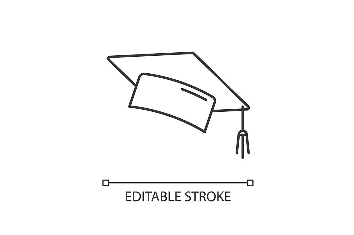 Graduation cap linear icon cover image.