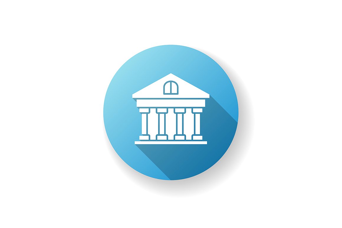 Bank blue flat glyph icon cover image.
