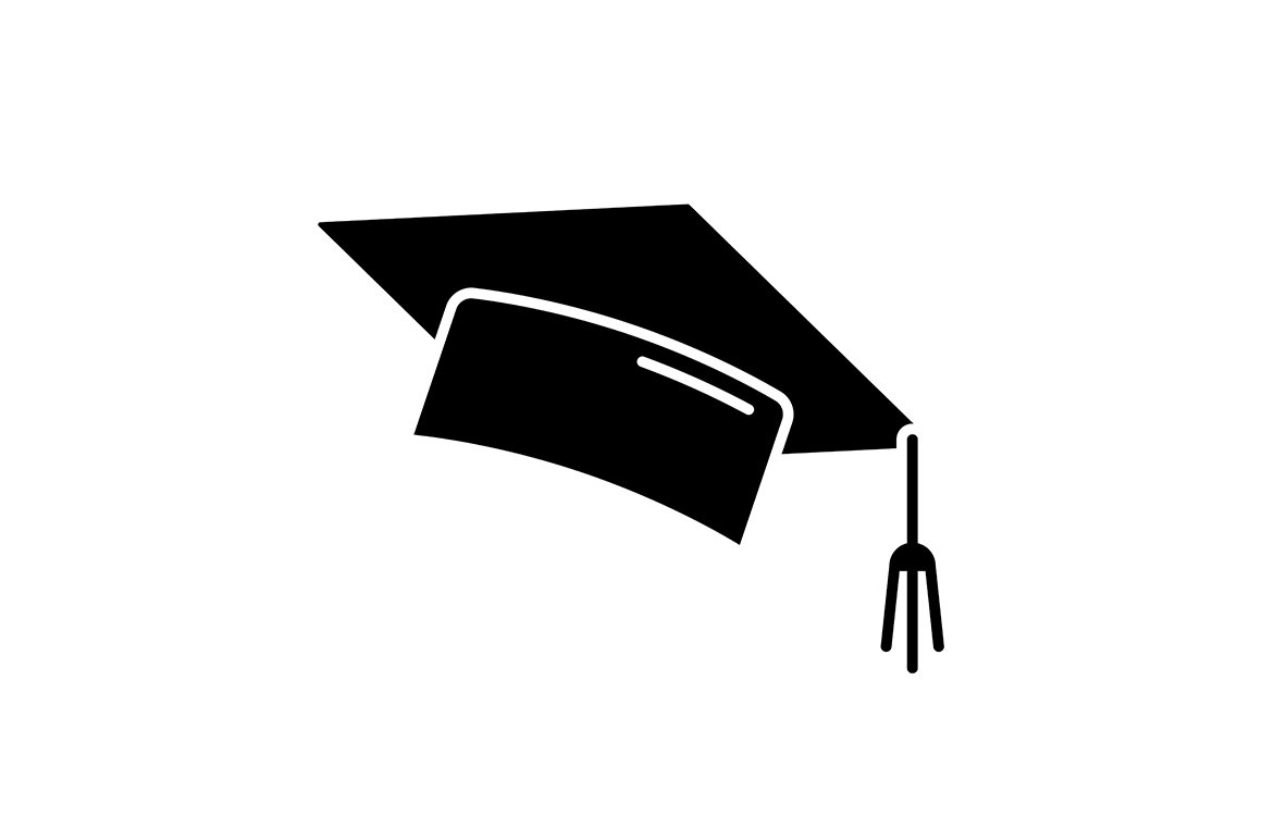 Graduation cap black glyph icon cover image.