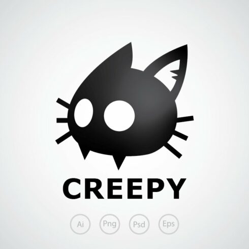 Creepy Cat Logo Template cover image.