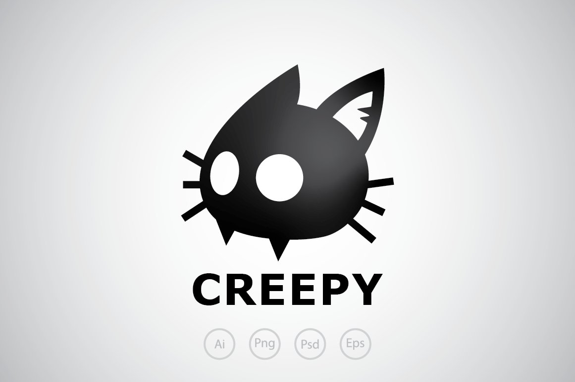 Creepy Cat Logo Template cover image.