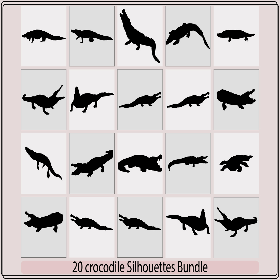 Vector of crocodile design silhouette,silhouette of crocodile