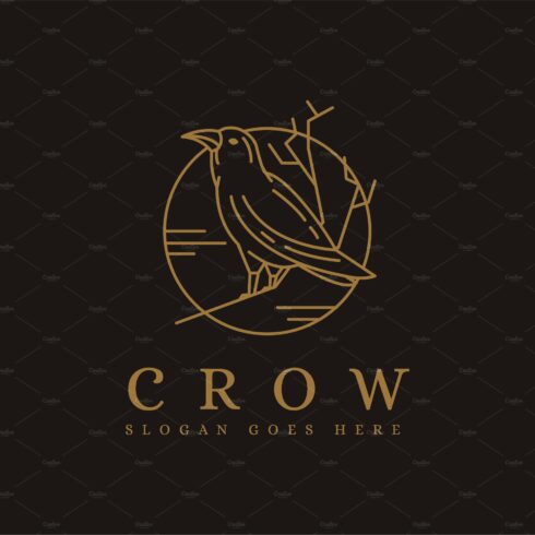 Line art raven crow bird logo cover image.
