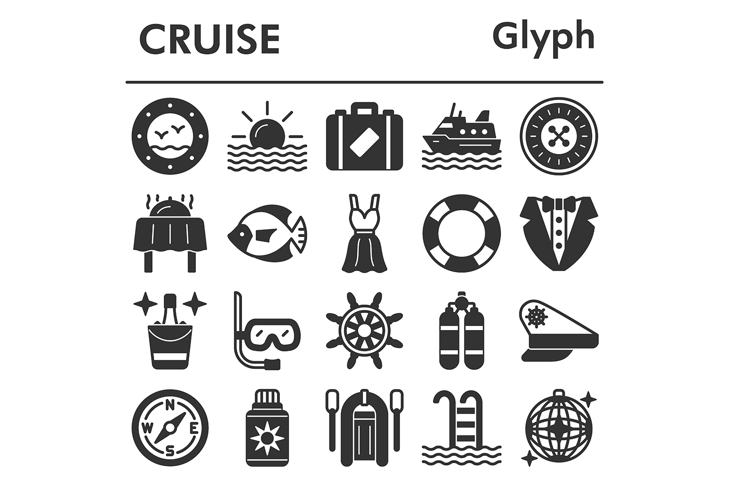 Set, cruise icons set_1 pinterest preview image.