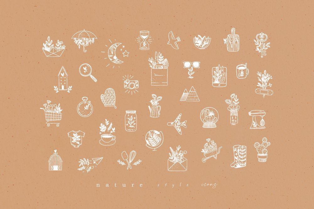 36 Natural Style Icons preview image.