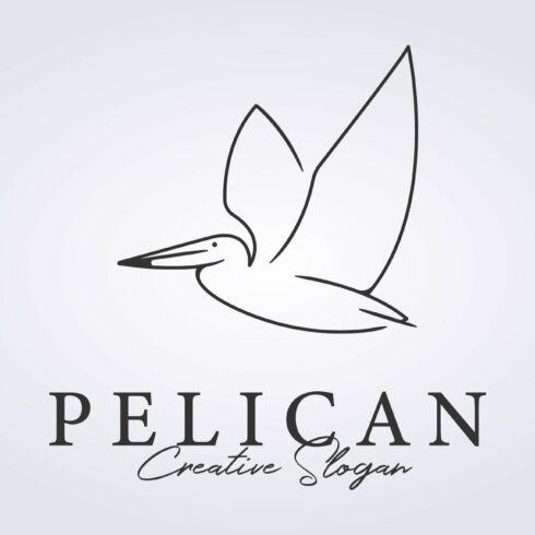 flying pelican bird in line art logo cover image.