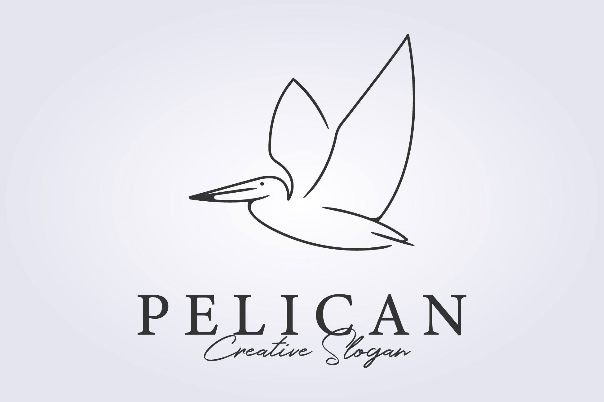 flying pelican bird in line art logo cover image.