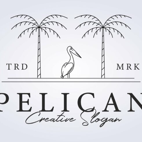 a pelican standing between the palm cover image.