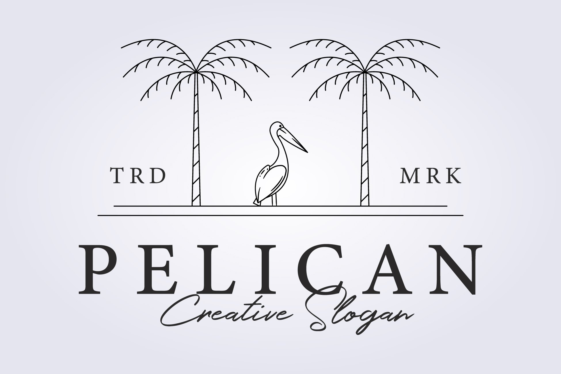 a pelican standing between the palm cover image.