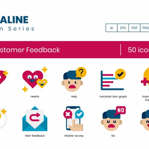 50 Customer Feedback Icons - Dualine cover image.