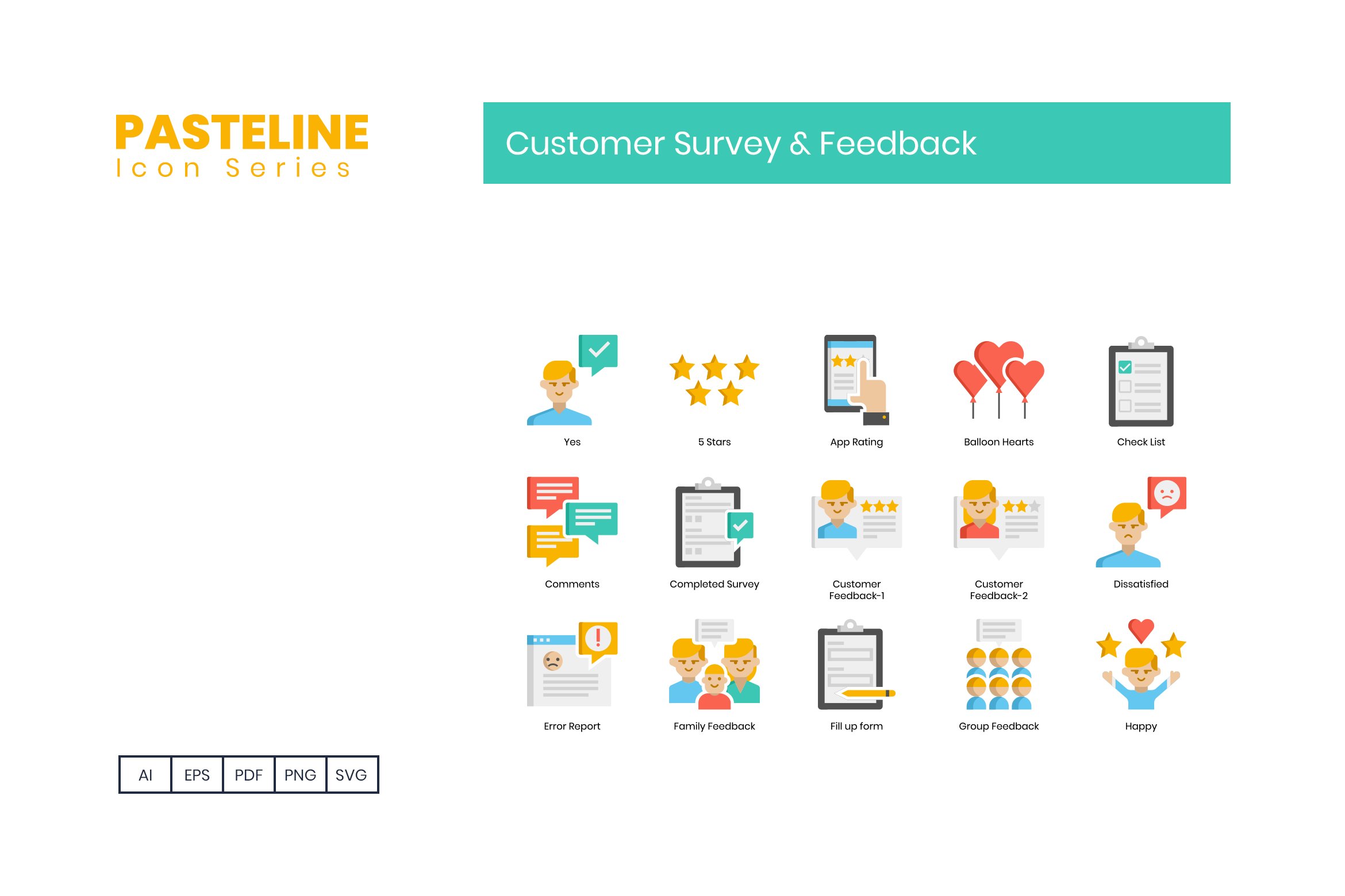 customer survey feedback icons pasteline cm 3 310