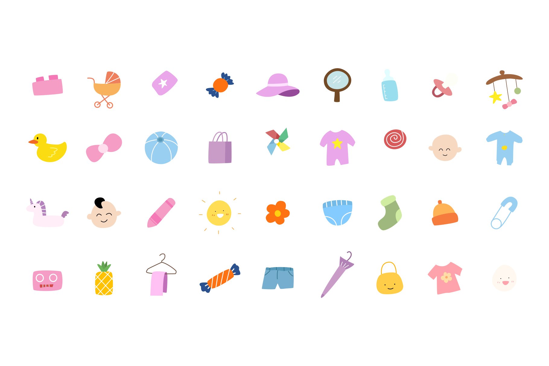 Cute Baby Icon Illustration Design preview image.