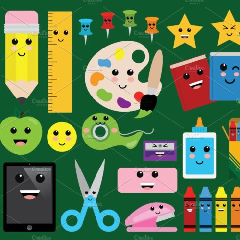 Cute Classroom Clip Art Set cover image.