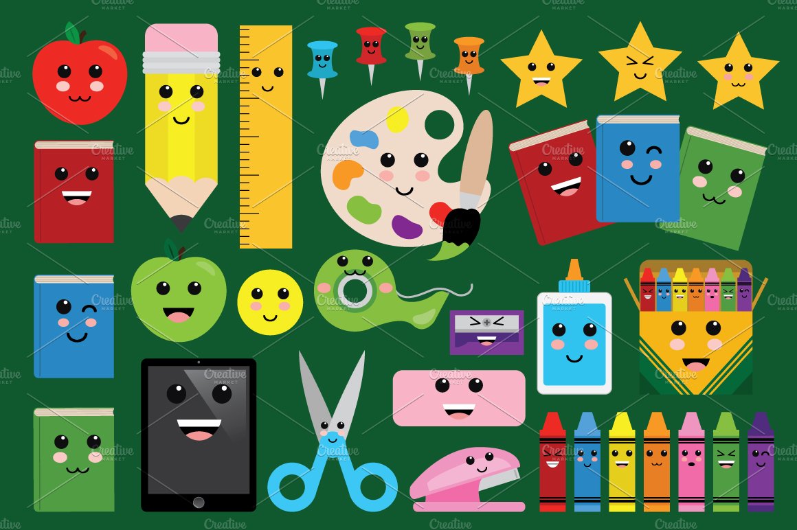Cute Classroom Clip Art Set cover image.