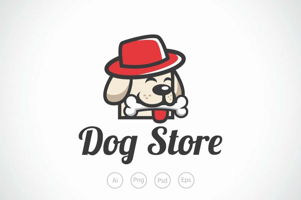 Cute Dog Store Logo Template MasterBundles