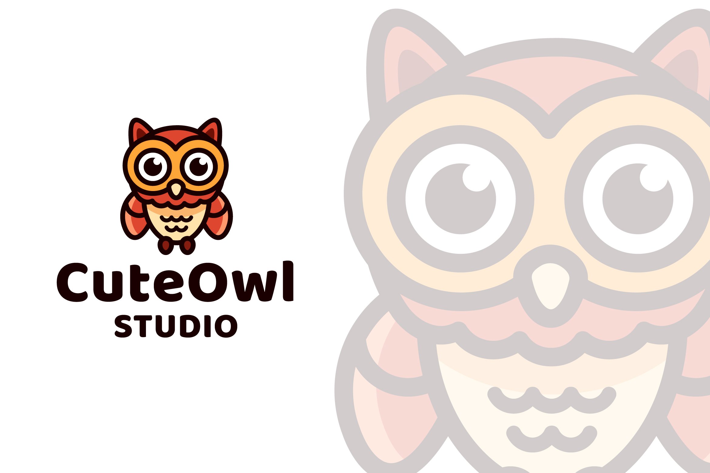 Cute Owl Logo Template cover image.