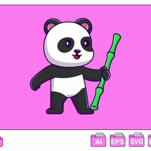 Cute Panda Holding Bamboo Cartoon cover image.