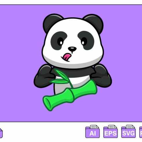 Cute Panda With Bamboo Cartoon cover image.