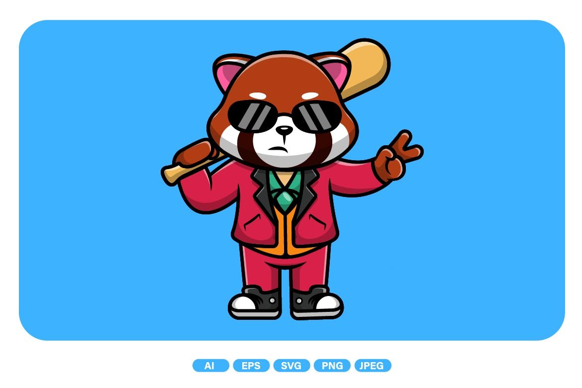 Cute Red Panda Holding Baseball Bat cover image.