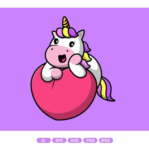 Cute Unicorn On Heart Love cover image.
