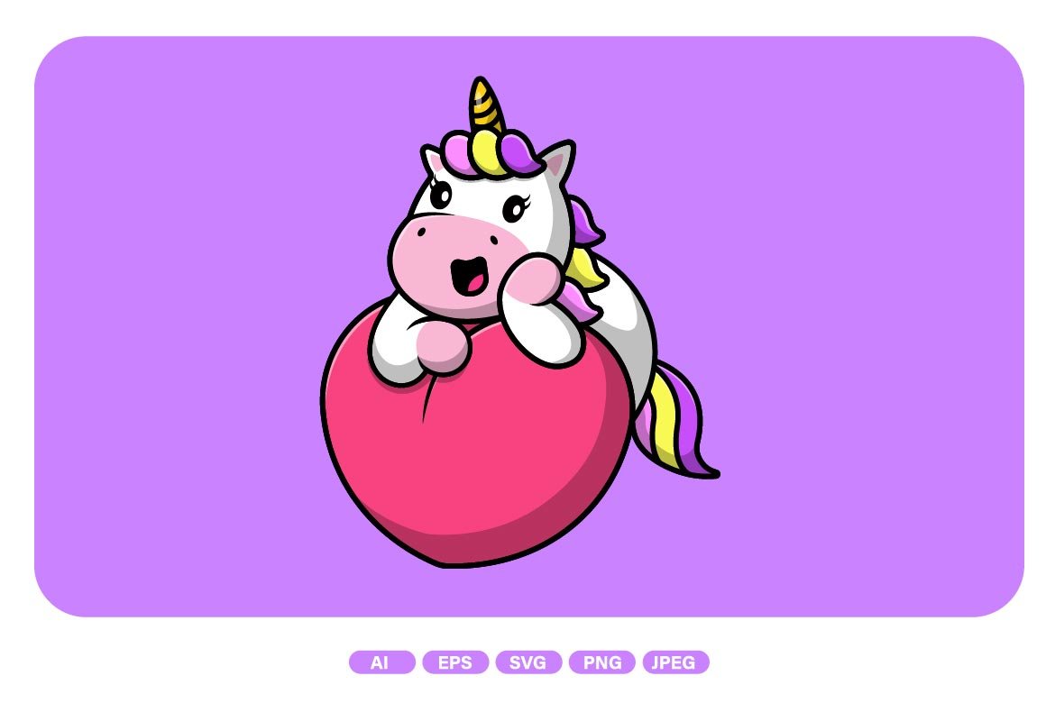 Cute Unicorn On Heart Love cover image.