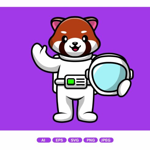 Cute Astronaut Red Panda Hold Helmet cover image.