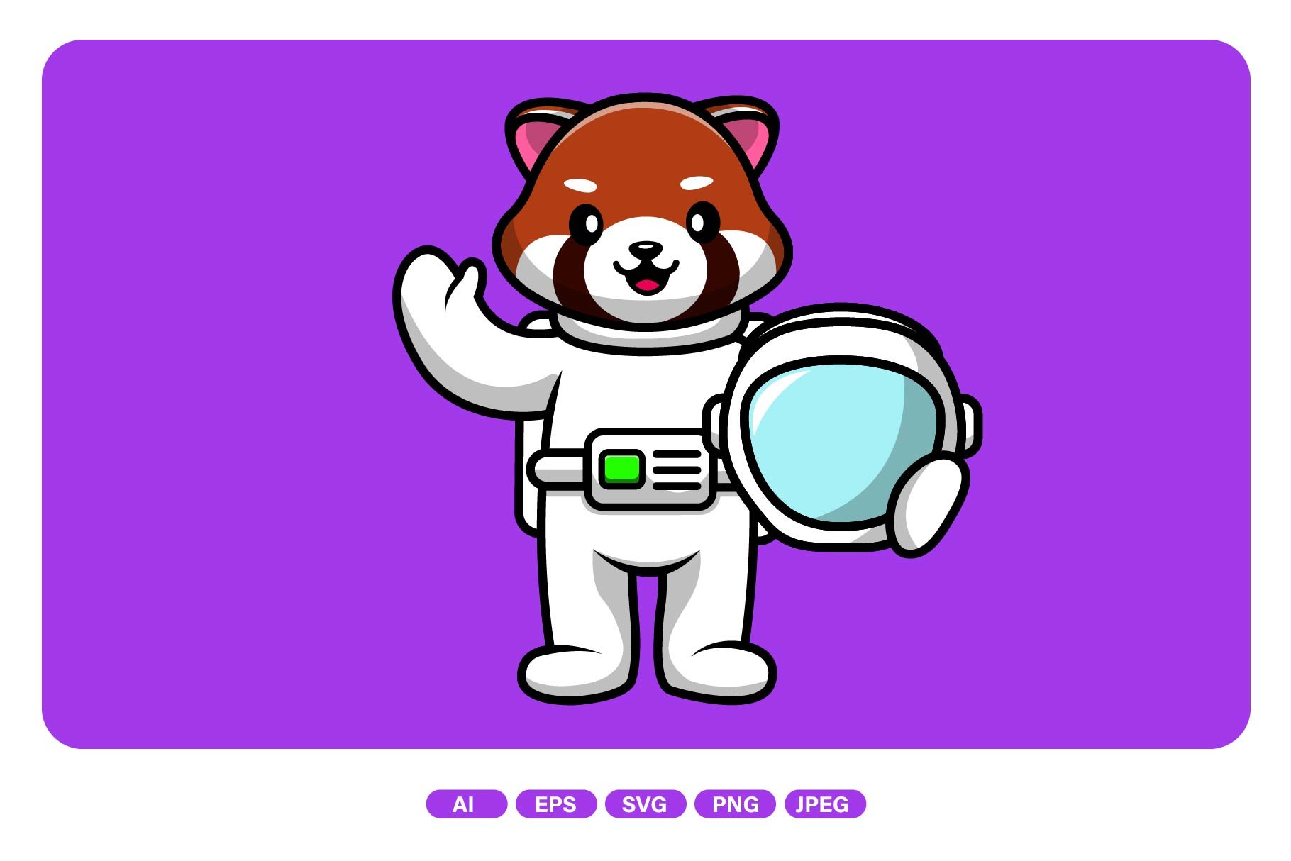 Cute Astronaut Red Panda Hold Helmet cover image.