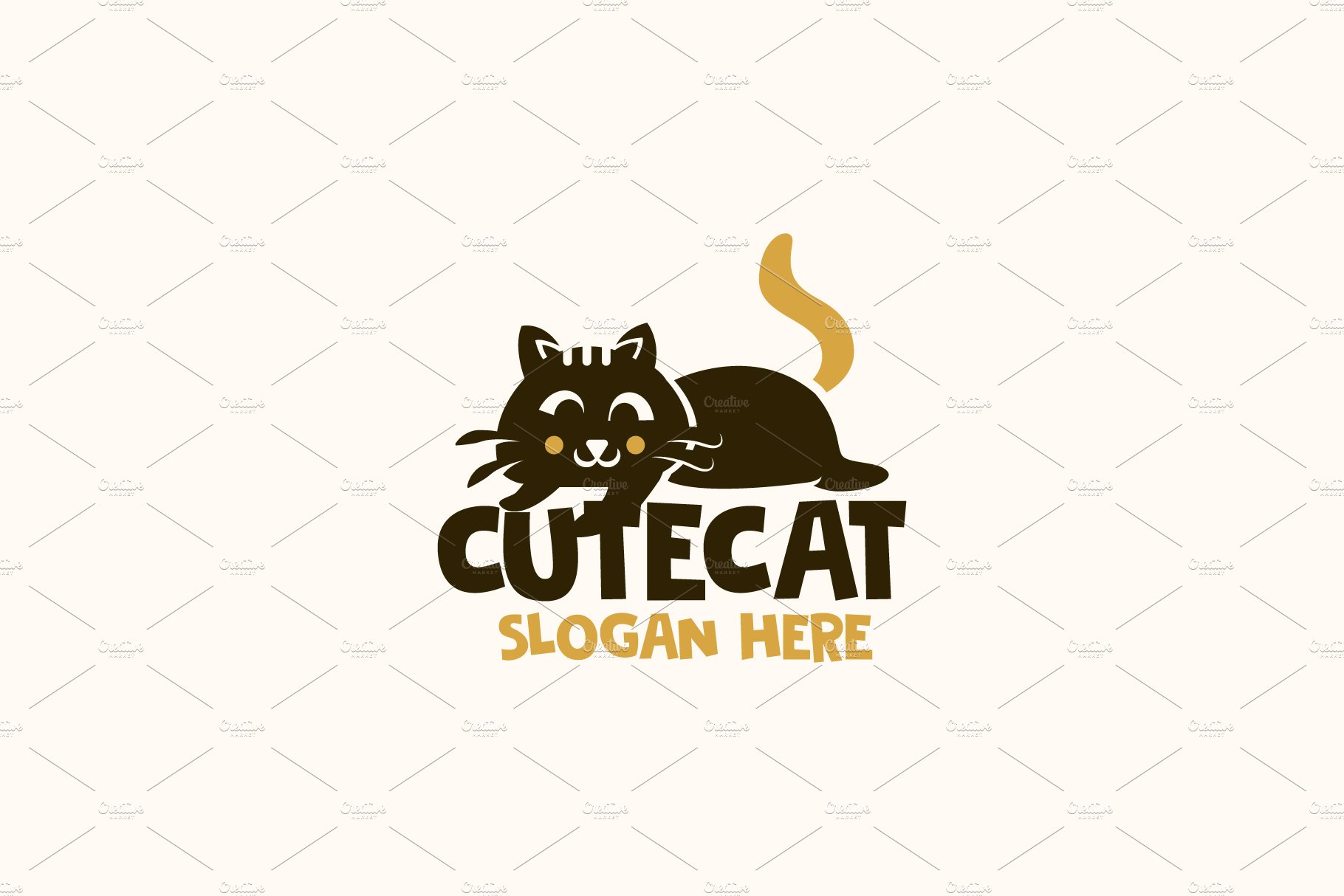 Cute Cat Logo Template cover image.