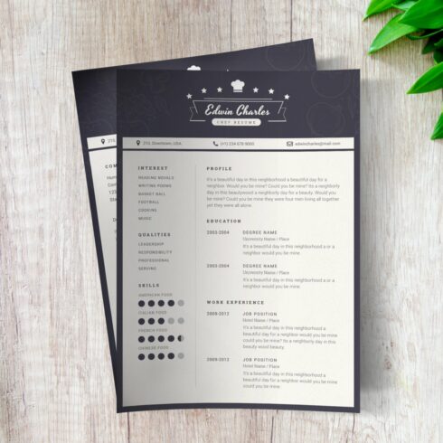 Chef CV Template cover image.
