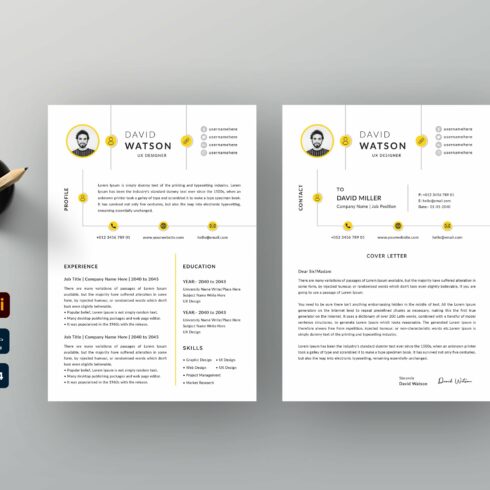 cv resume word and canva template cover image.